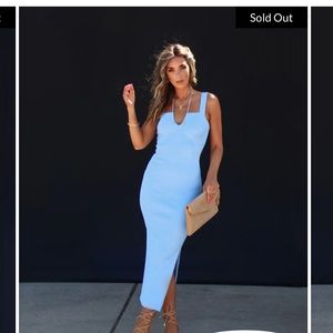 Vici Lizbeth RIBBED KNIT MIDI DRESS - LIGHT BLUE